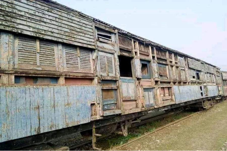 A partial view of the train’s wooden saloon in Lalmonirhat — FE Photo