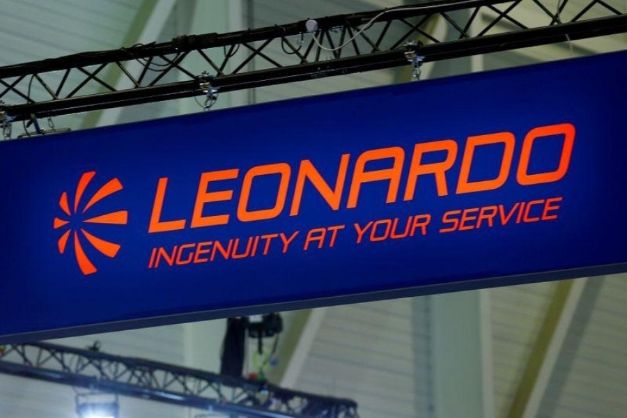 The logo of defence group Leonardo in Geneva, Switzerland, May on 22, 2017 — Reuters/Files