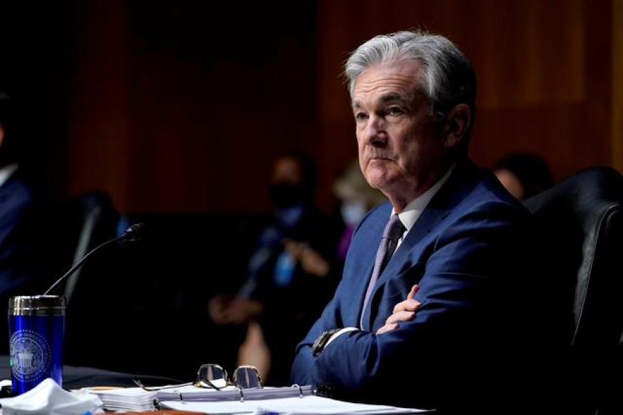 Chair of the Federal Reserve Jerome Powell listens during a Senate Banking Committee hearing on "The Quarterly CARES Act Report to Congress" on Capitol Hill in Washington, US, December 1, 2020. Susan Walsh/Pool via REUTERS/File Photo