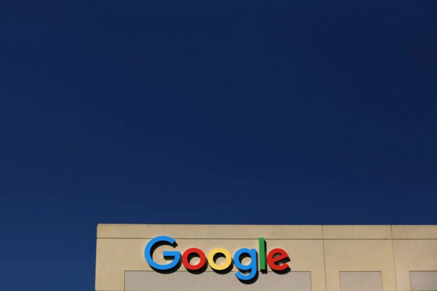 The Google logo is pictured atop an office building in Irvine, California, US on August 7, 2017 — Reuters/Files