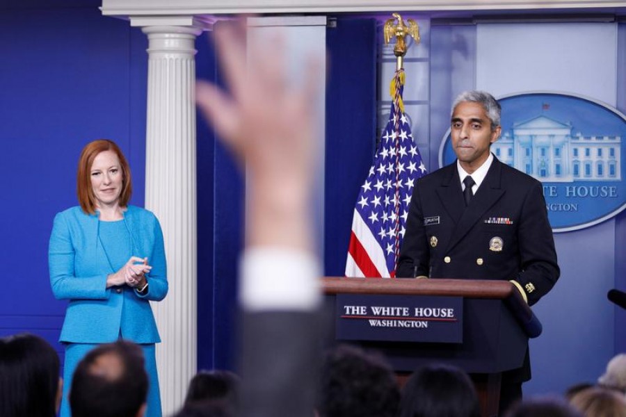 A journalist raises a hand to ask a question during United States Surgeon General Vivek Murthy’s remarks at a news conference with White House Press Secretary Jen Psaki at the White House in Washington, US on July  15, 2021 — Reuters photo