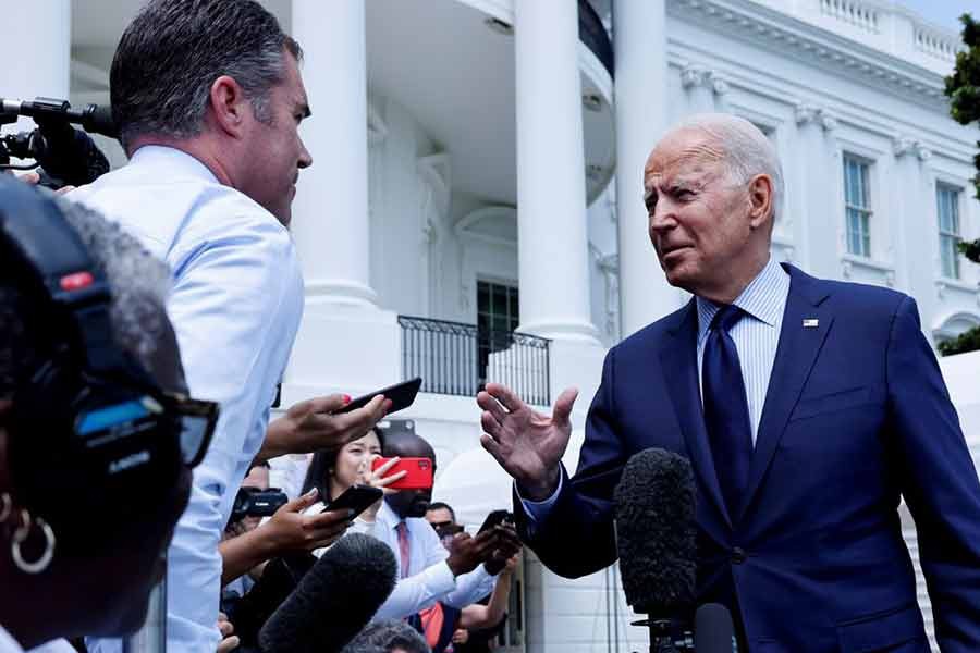 US President Joe Biden talking to the media as he departs for a weekend visit to Camp David from the White House in Washington on Friday -Reuters photo