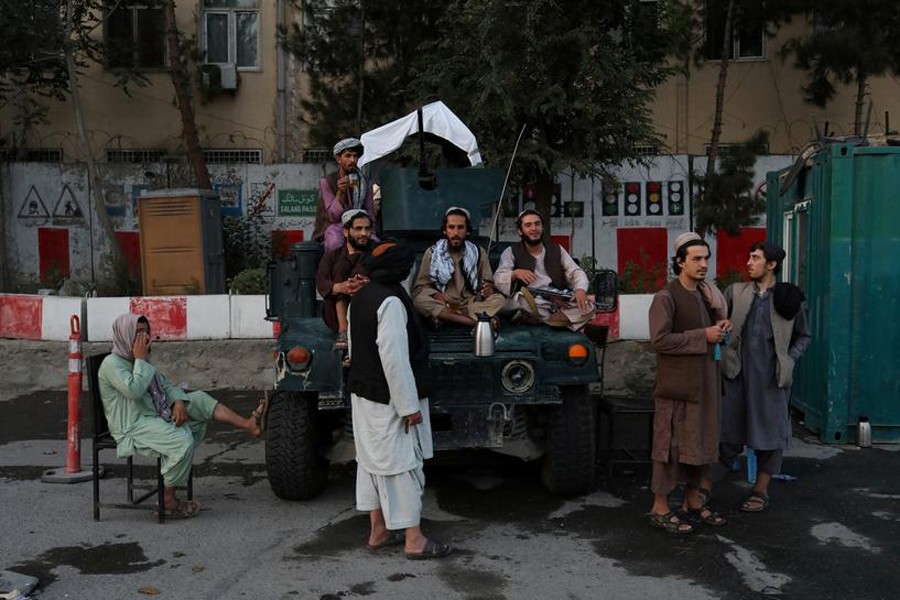 Taliban soldiers are seen at one of the main city squares of Kabul, Afghanistan on September 1, 2021 — WANA (West Asia News Agency) via REUTERS