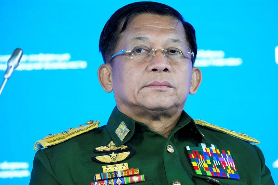 Commander-in-Chief of Myanmar's armed forces, Senior General Min Aung Hlaing attends the IX Moscow conference on international security in Moscow, Russia on June 23, 2021 — Pool via REUTERS/Files