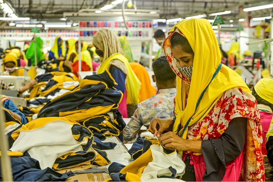 Workers at a garment factory in Bangladesh