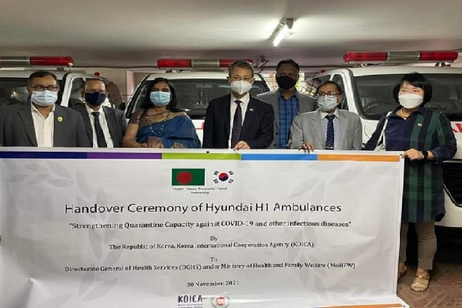 Bangladesh receives ambulances, oxygen generators from S Korea