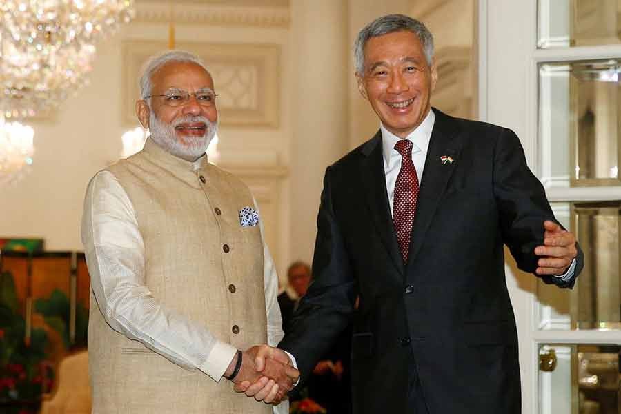 India's Prime Minister Narendra Modi meeting Singapore's Prime Minister Lee Hsien Loong at the Istana in Singapore on June 1 in 2018 –Reuters file photo