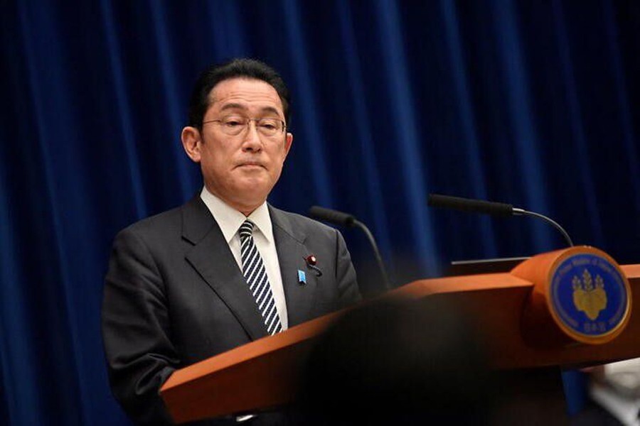 Japan's Prime Minister Fumio Kishida attends a news conference on the coronavirus (Covid-19) measures, in Tokyo, Japan on February 17, 2022 — Pool via Reuters