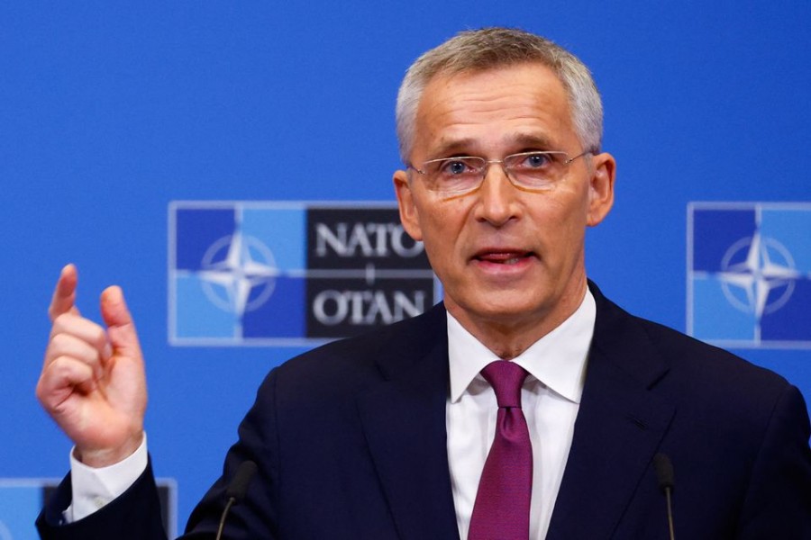 NATO Secretary General Jens Stoltenberg gestures during a news conference on the eve of a NATO summit, amid Russia's invasion of Ukraine, in Brussels, Belgium on March 23, 2022 — Reuters photo