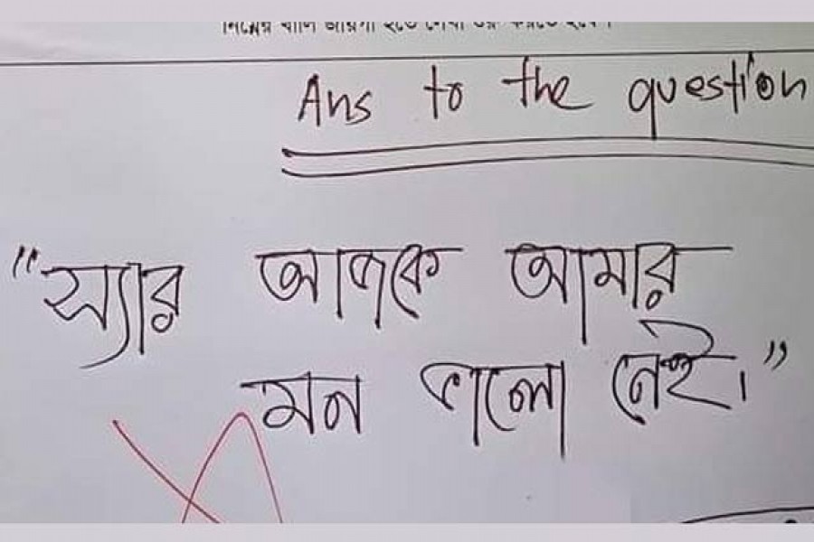 Student must explain why she wrote 'I feel sad' on exam paper