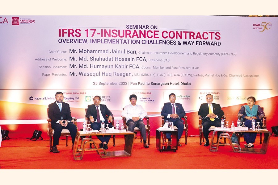Chairman of Insurance Development and Regulatory Authority (IDRA) Mohammad Jainul Bari attended as the chief guest the seminar on 'IFRS 17-Insurance Contracts: Overview, Implementation Challenges & Way Forward', organised by the Institute of Chartered Accountants of Bangladesh (ICAB) at a city hotel on Sunday