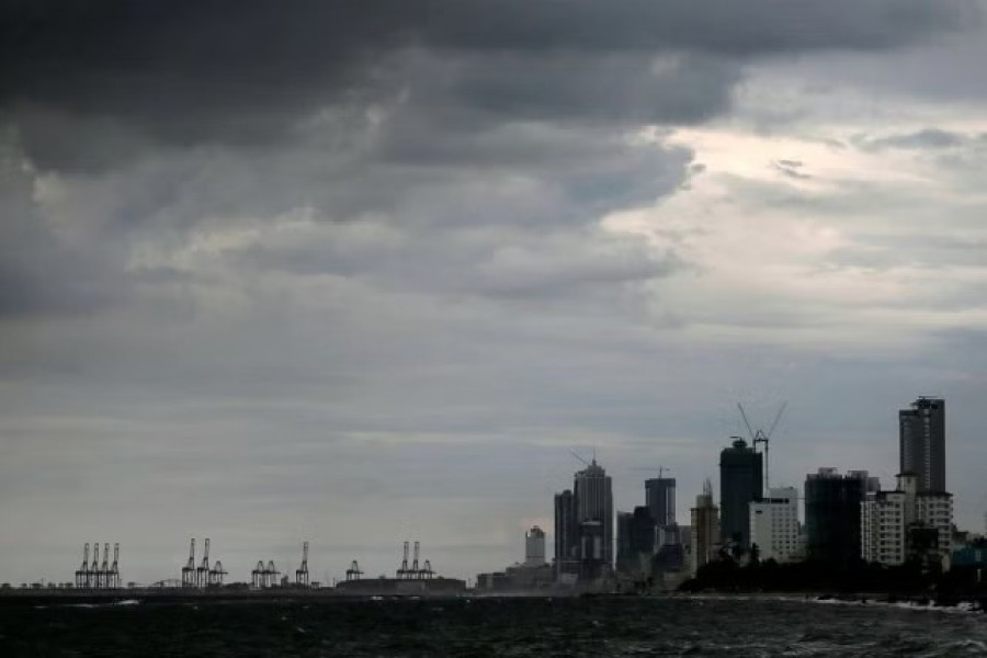A general view of the main business district as rain clouds gather above in Colombo, Sri Lanka, November 17, 2020. Reuters