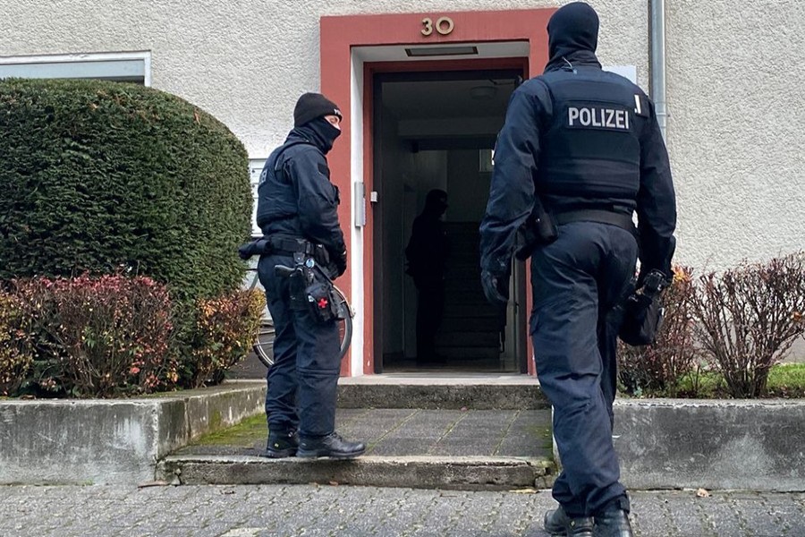 Police secures the area after 25 suspected members and supporters of a far-right terrorist group were detained during raids across Germany, in Frankfurt, Germany on December 7, 2022 — Reuters photo