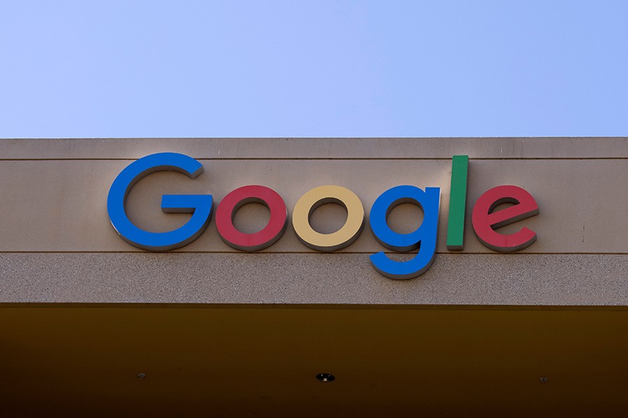 The Google sign is shown on one of the company's office buildings in Irvine, California, US on October 20, 2020 — Reuters/Files