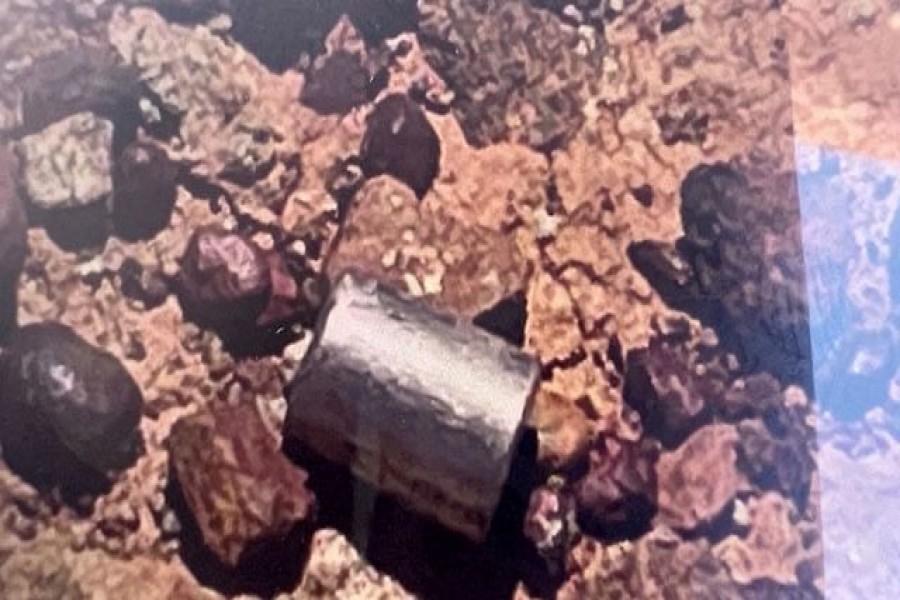 A view shows a radioactive capsule lying on the ground, near Newman, Australia, February 1, 2023. Western Australian Department Of Fire And Emergency ServicesHandout via REUTERS