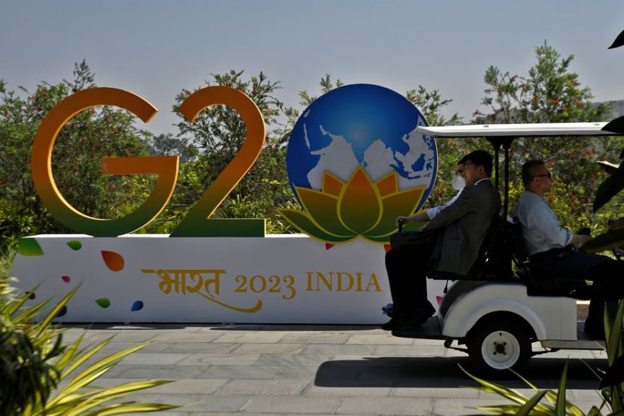 Delegates ride in a buggy at G20 finance officials meeting venue near Bengaluru, India on February 22, 2023 — Reuters photo