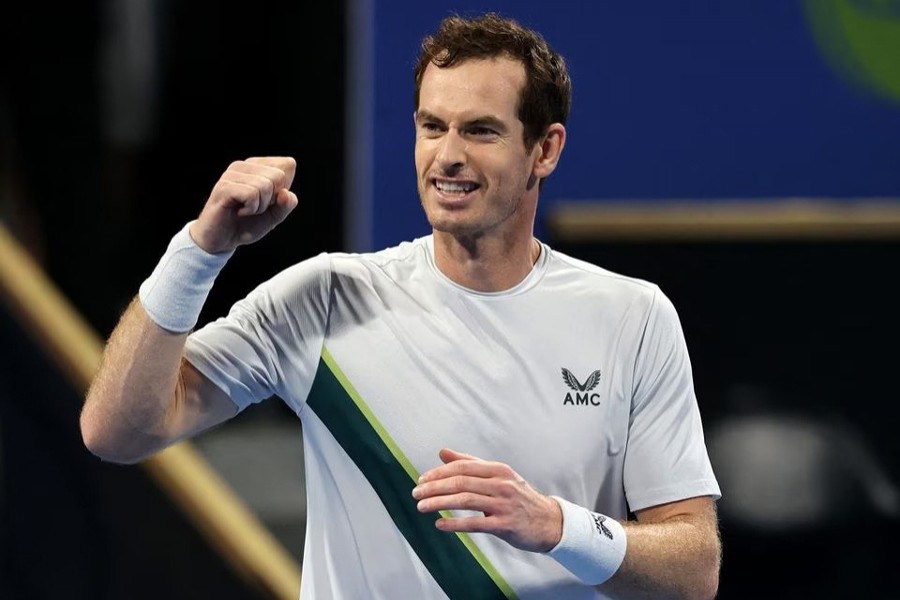 Britain's Andy Murray celebrates winning his Qatar Open's semi final match against Czech Republic's Jiri Lehecka at Khalifa International Tennis and Squash Complex, Doha, Qatar on February 24, 2023 — Reuters photo